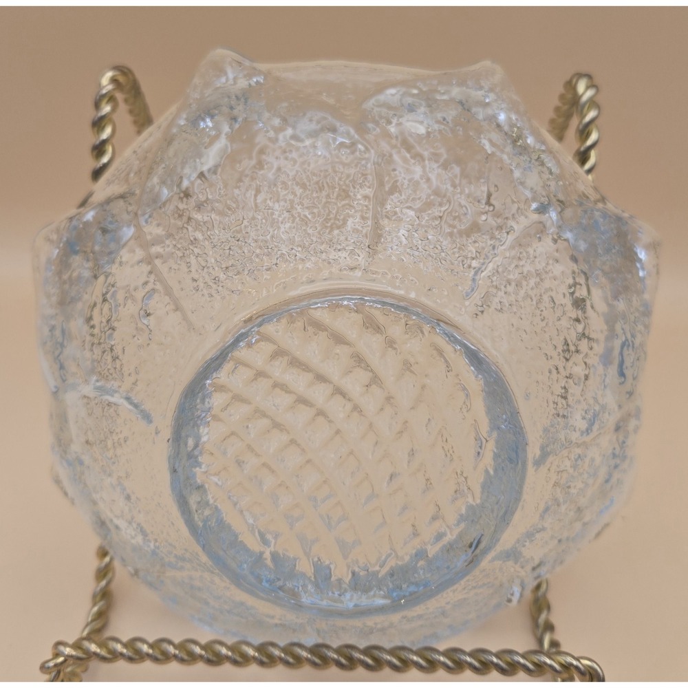 Crystal Clear Bowl Blenko Sunflower Design Aqua Vintage - Picture 11 of 16